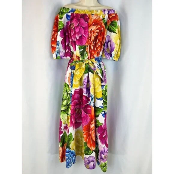 FARM Rio Rainbow Chita Off-The-Shoulder Puff-Sleeve Maxi Dress $225 - Picture 4 of 12